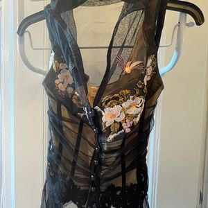 Gorgeous Black Floral Corset Style Top, $40